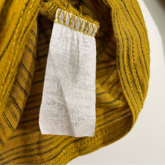 Anthropologie | Caution to the Wind Mustard Striped Key Hole Cropped Long Sleeve - Picture 6 of 9
